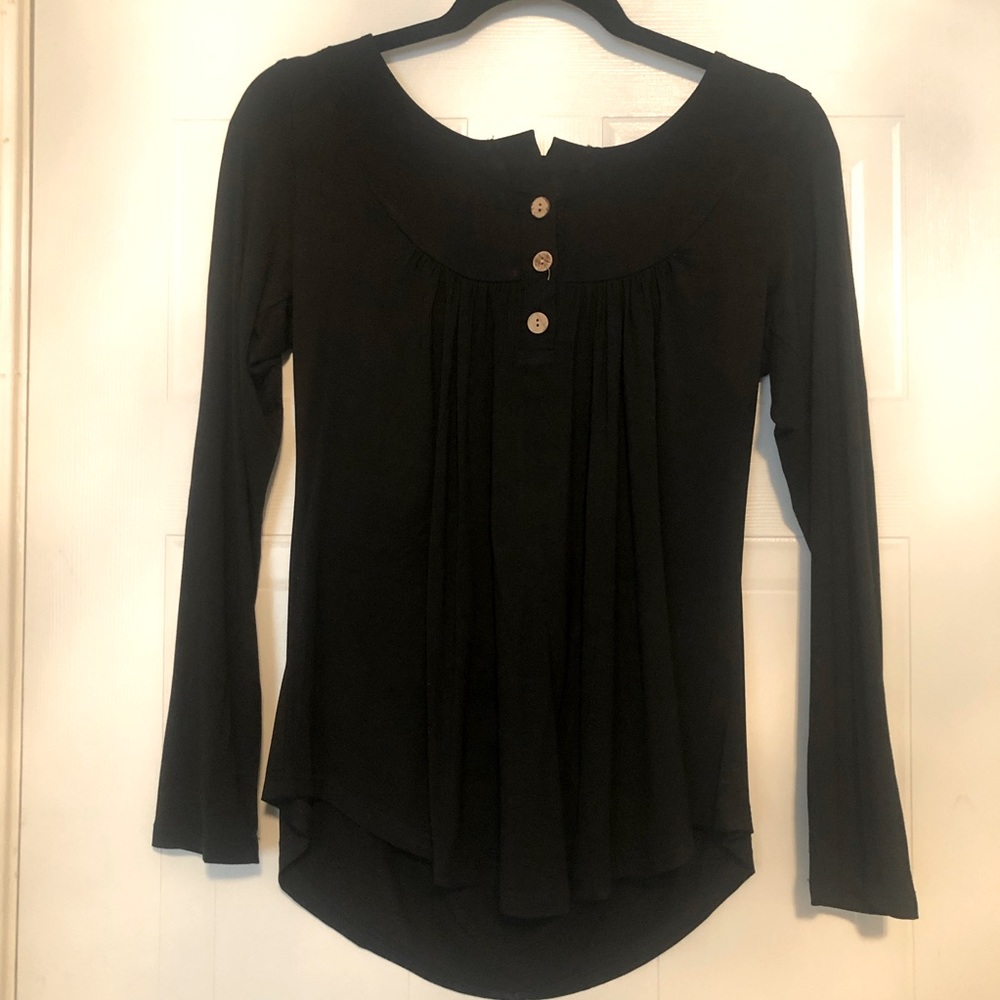 Half button black long sleeve